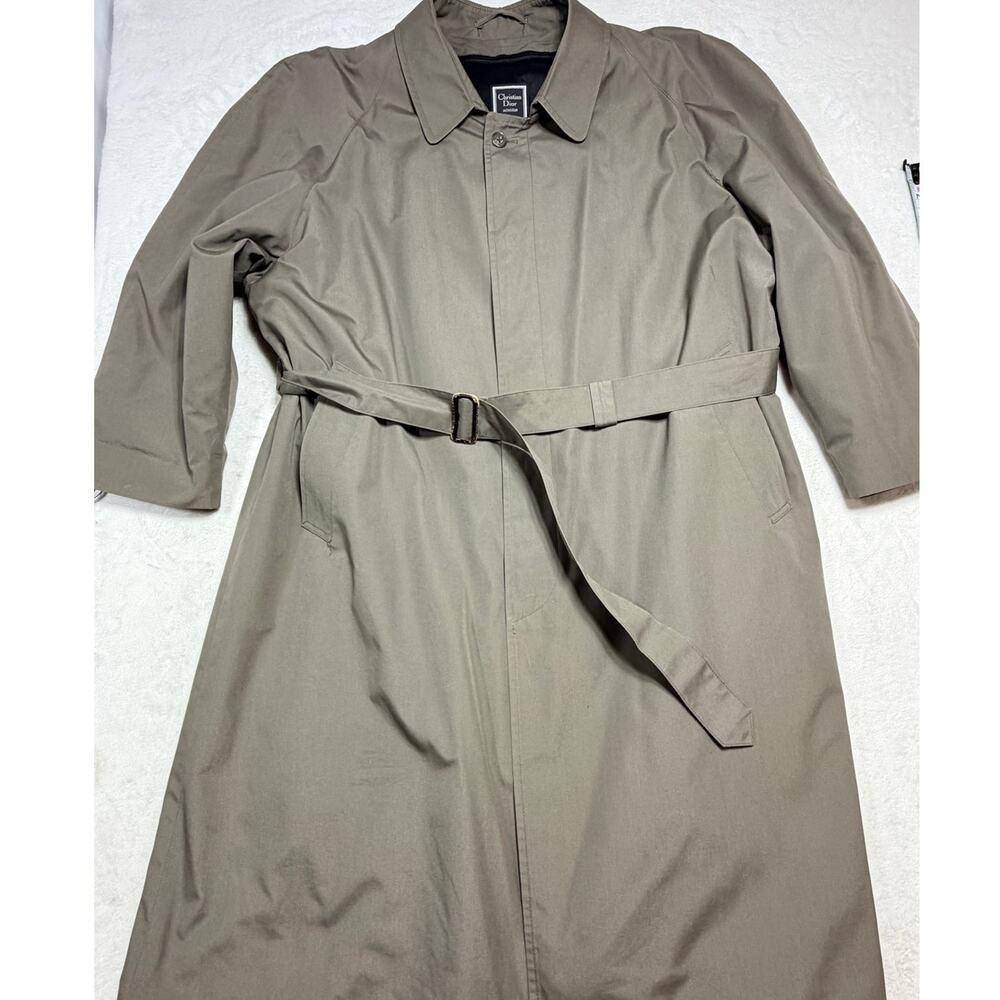 Christian Dior Monsieur Vtg Trench Coat Plaid Wool Liner Olive Dark Academia 46R